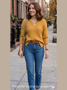 Universal Thread V-Neck Sweater in Mustard Yellow
